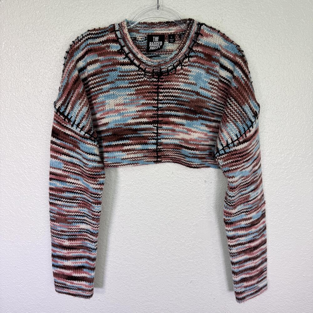 The Ragged Priest Sweater Womens Small Cropped Chunky Knit Multicolor Striped